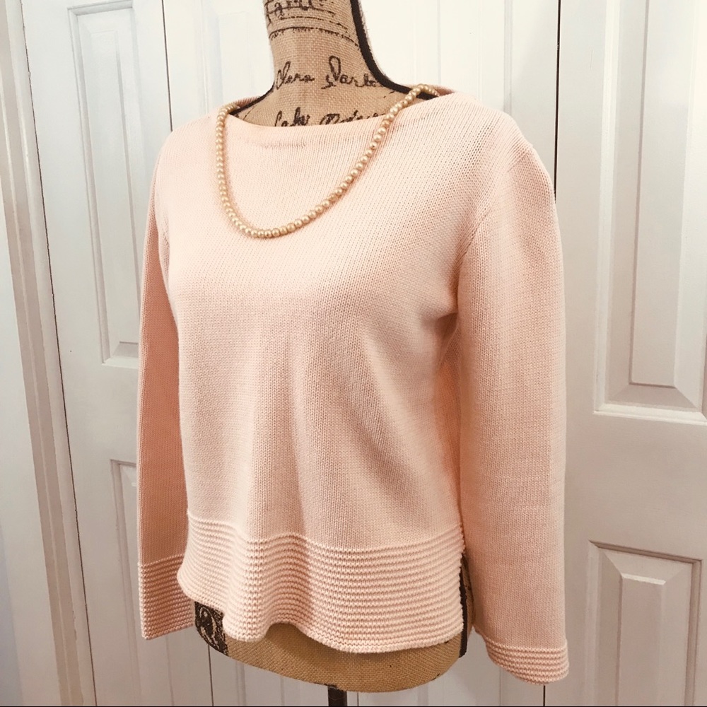 Classic Liz Claiborne Pink Crew Neck Knit Sweater - Picture 2 of 8